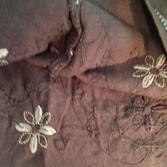 Jessica LINEN blend Chocolate Maxi Skirt with Embroidered Accents 5022 - Picture 5 of 7